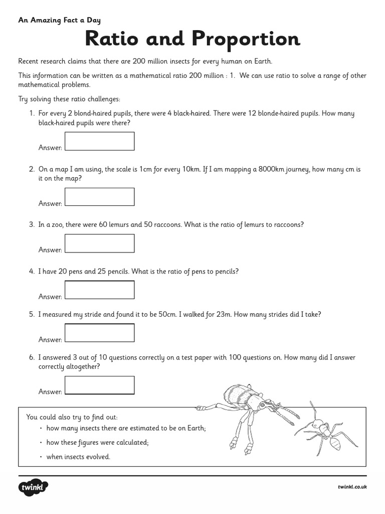 T HE 402 Ratio and Proportion Activity Sheet | PDF