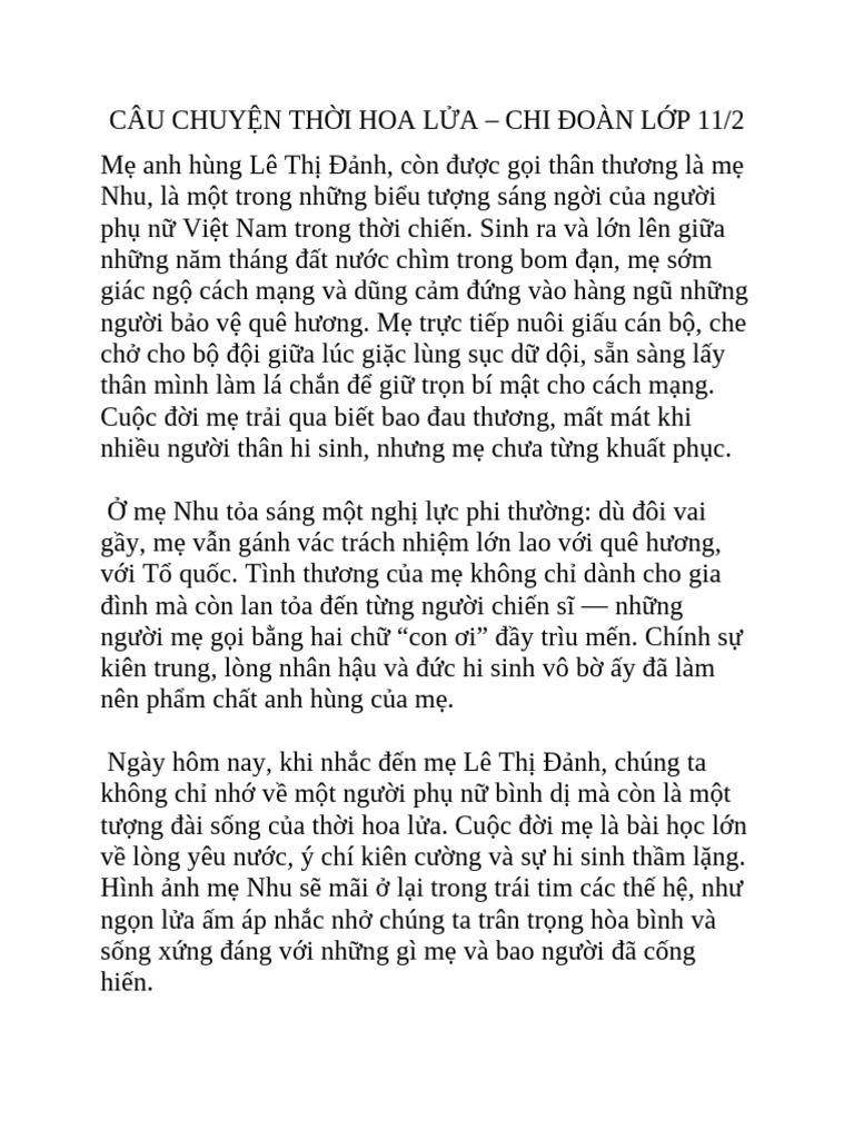 Câu Chuyện Thời Hoa Lửa | PDF
