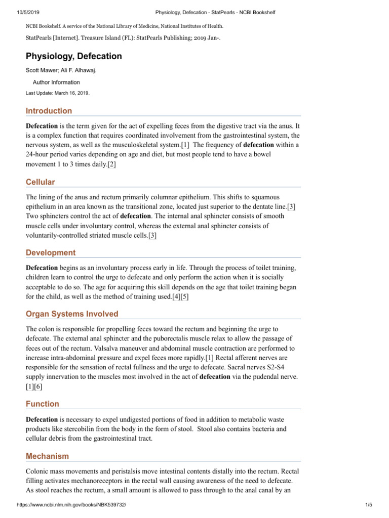 Physiology of Defecation | PDF | Rectum | Diarrhea