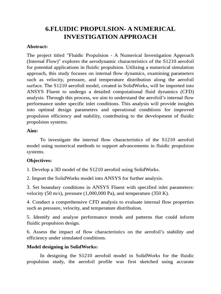 Numerical Analysis of S1210 Aerofoil Flow | PDF | Fluid Dynamics | Airfoil