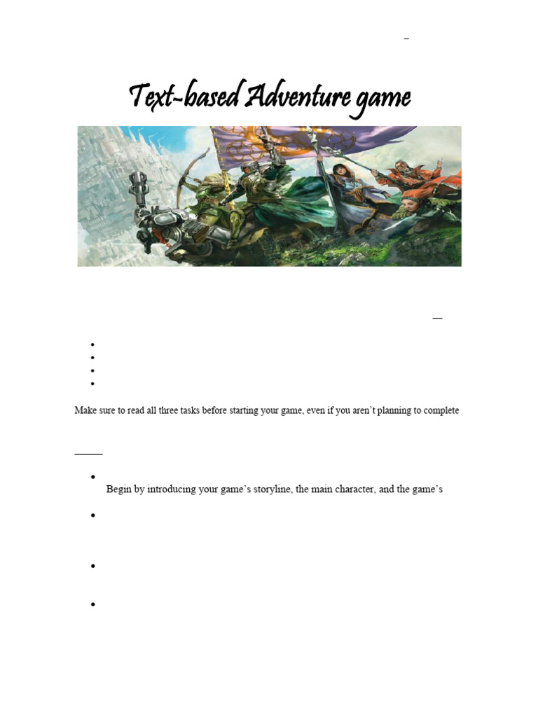 Adventure Game (Text-Based) - Project | PDF