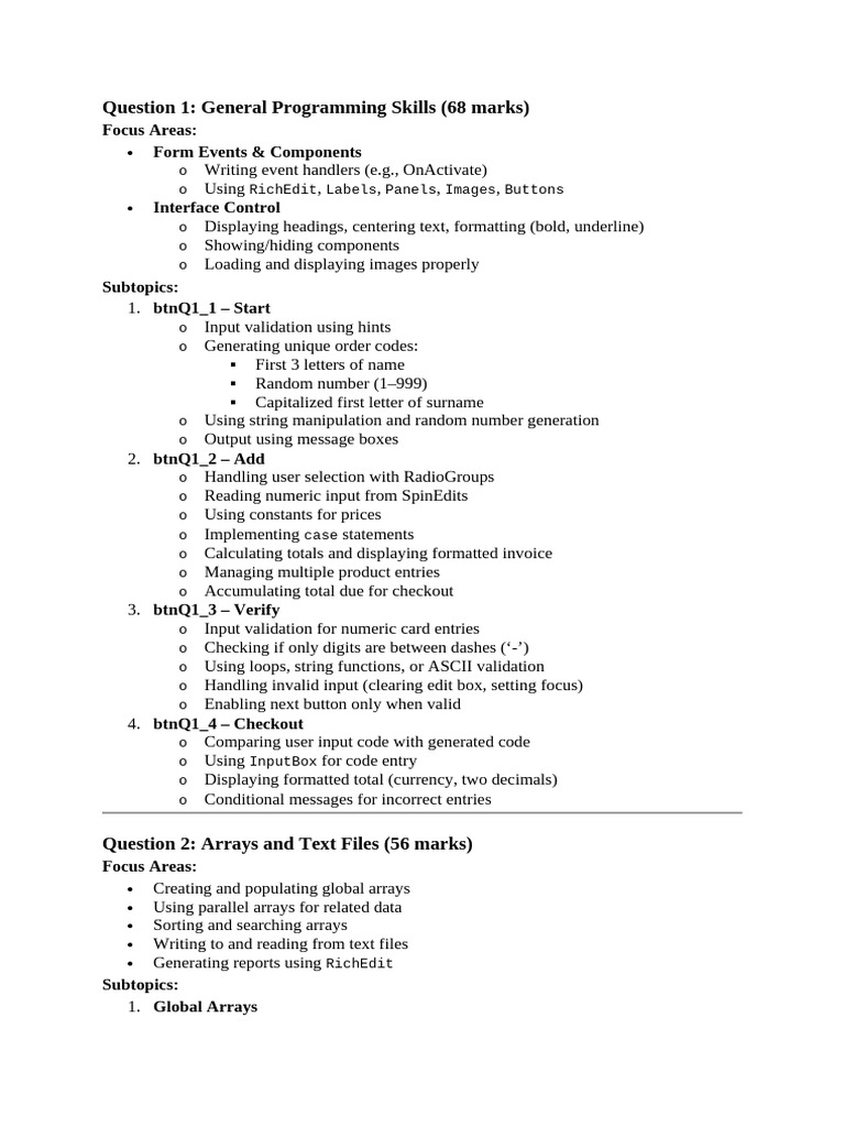 Programming Skills and Theory Exam Guide | PDF | Databases | Computer ...