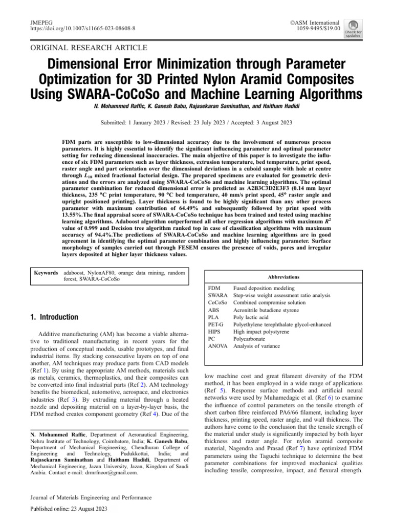 Optimize 3D Printing: Dimensional Error Reduction | PDF