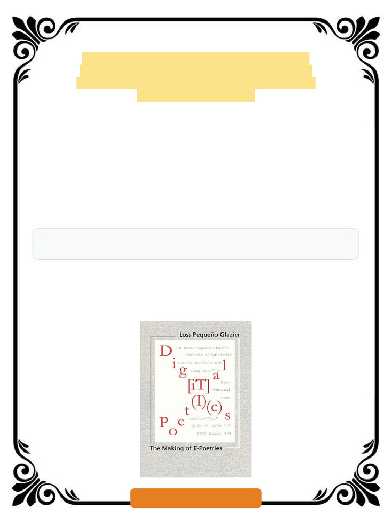 Digital Poetics Hypertext Visual Kinetic Text and Writing in ...