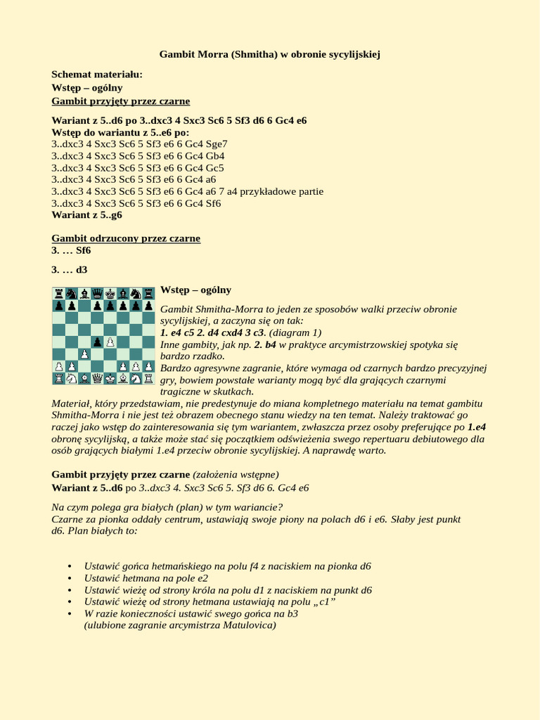 Gambit Morra - Materiał Szkoleniowy | PDF