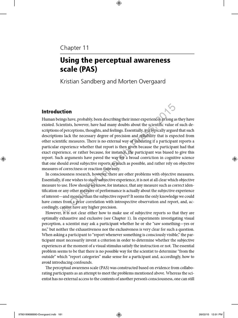 Understanding the Perceptual Awareness Scale | PDF | Perception ...