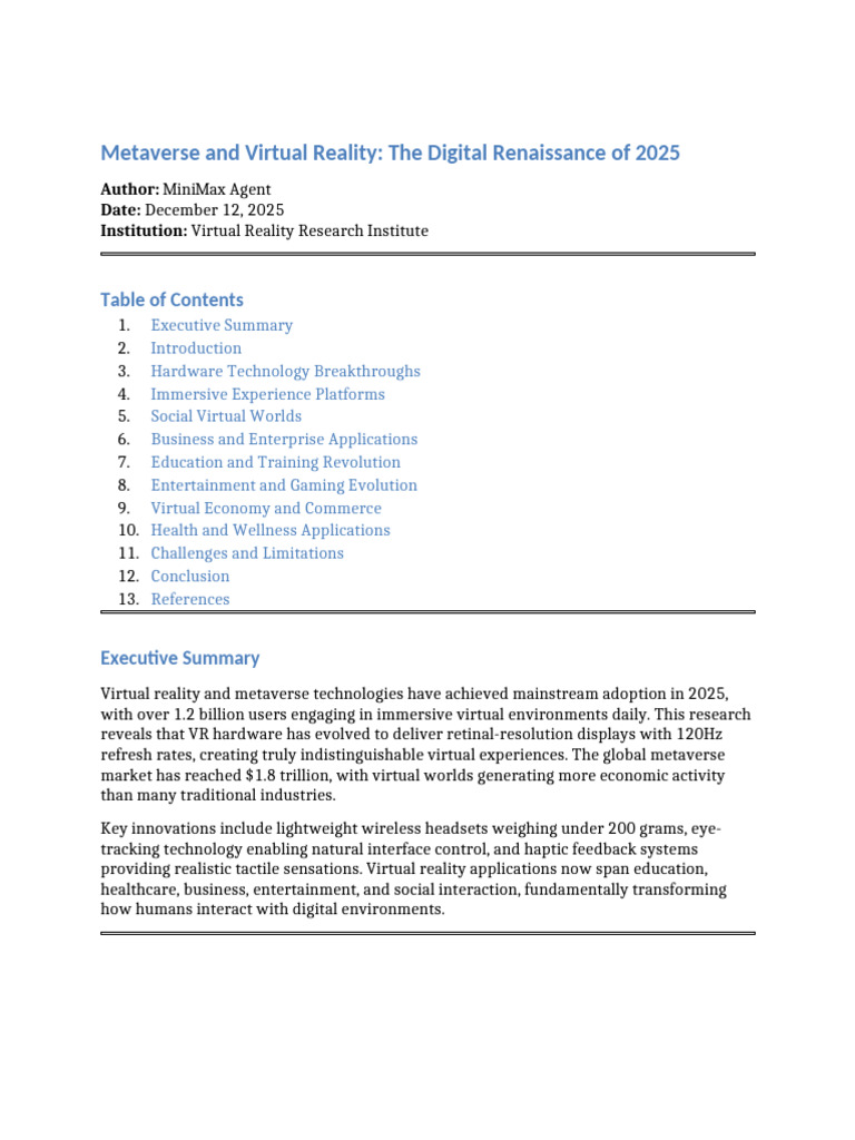 Metaverse VR Innovations for 2025 | PDF | Virtual Reality | Virtual World