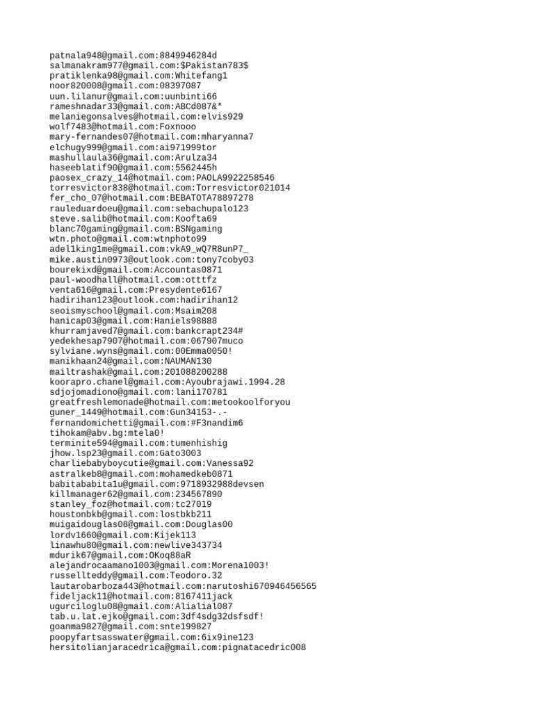 List of Email Addresses and Passwords | PDF