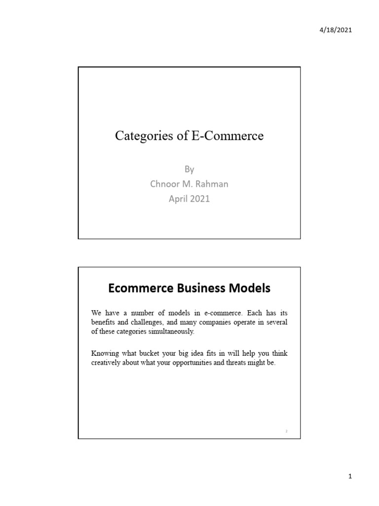 E-Commerce Business Model Categories | PDF | E Commerce | Business ...