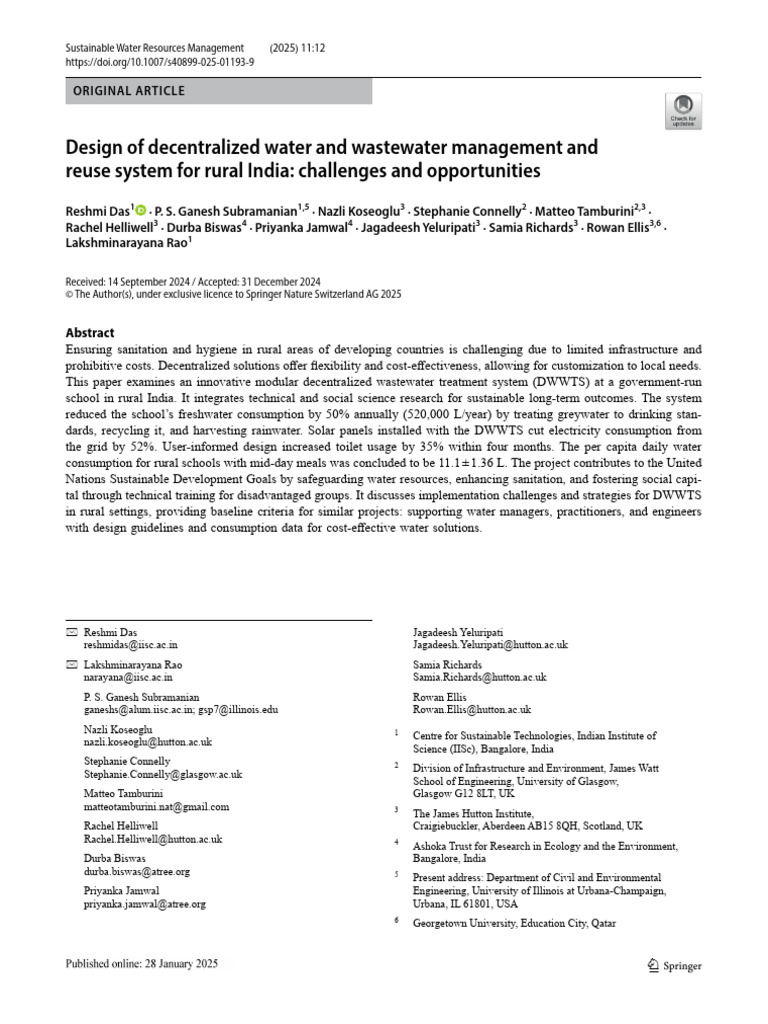 Decentralized Wastewater Treatment in Rural India | PDF | Sanitation | Wash