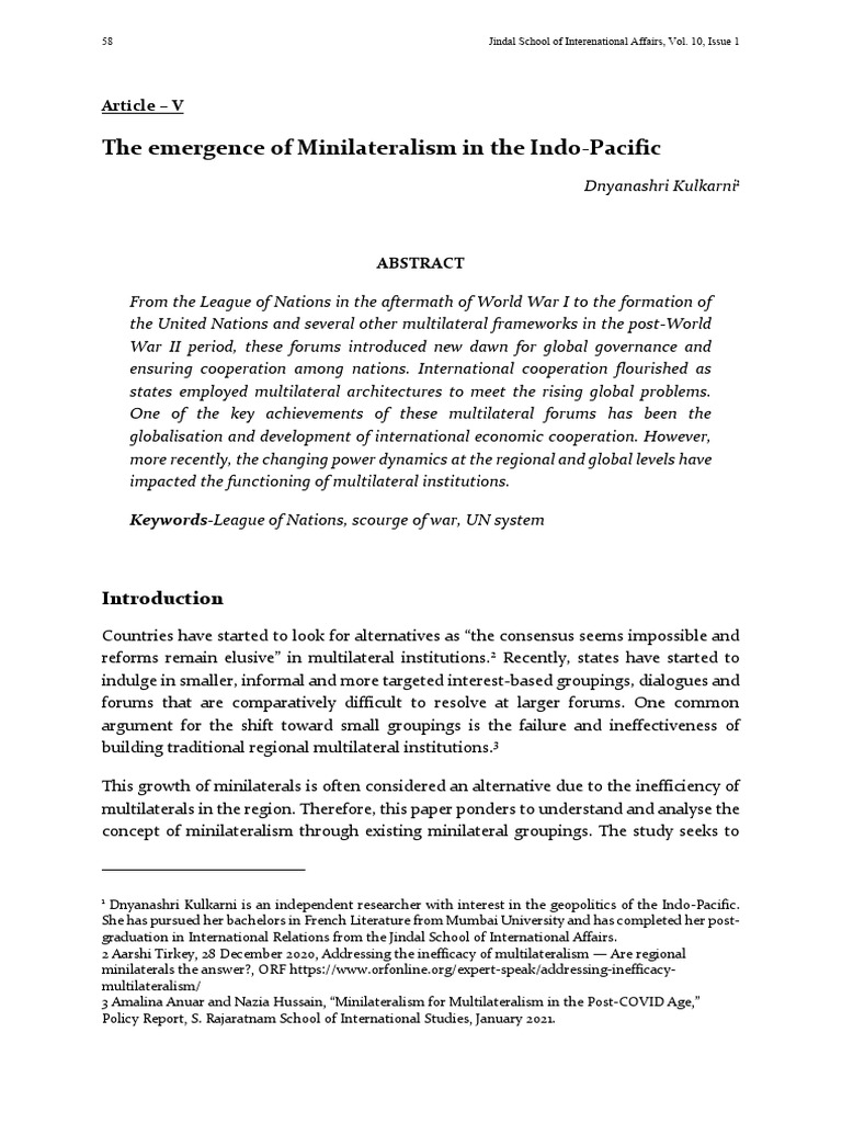 Minilateralism's Rise in the Indo-Pacific | PDF | Multilateralism | China