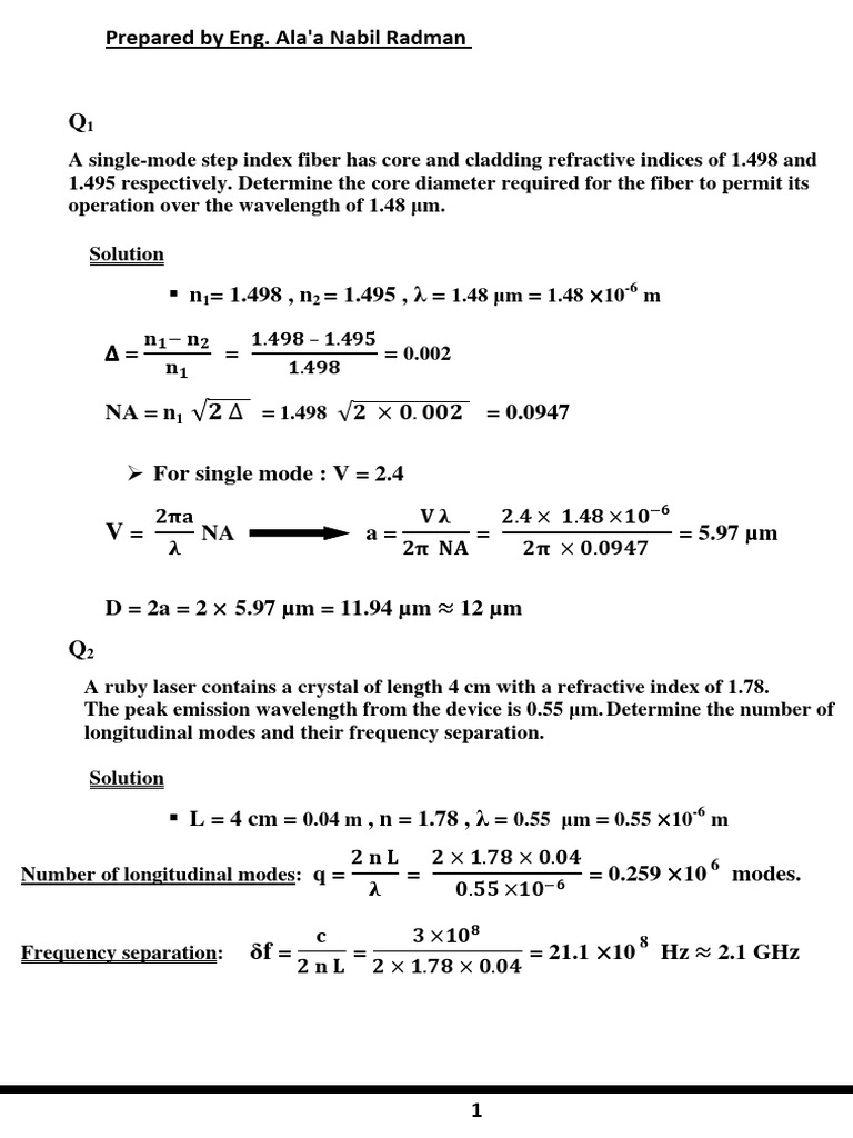 Optical Fiber and Laser Calculations Guide | PDF | Optical Fiber | Decibel