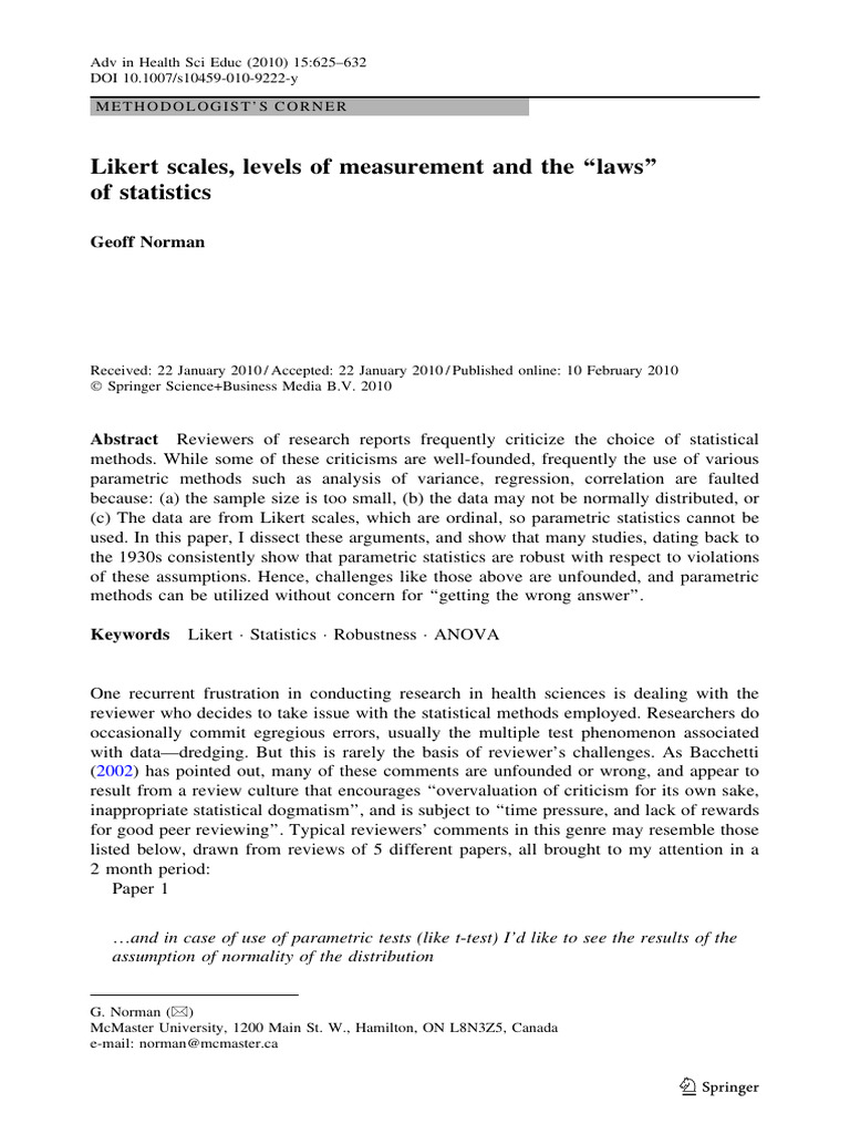 Likert Scales, Levels of Measurement and the “Laws” of Statistics | PDF ...
