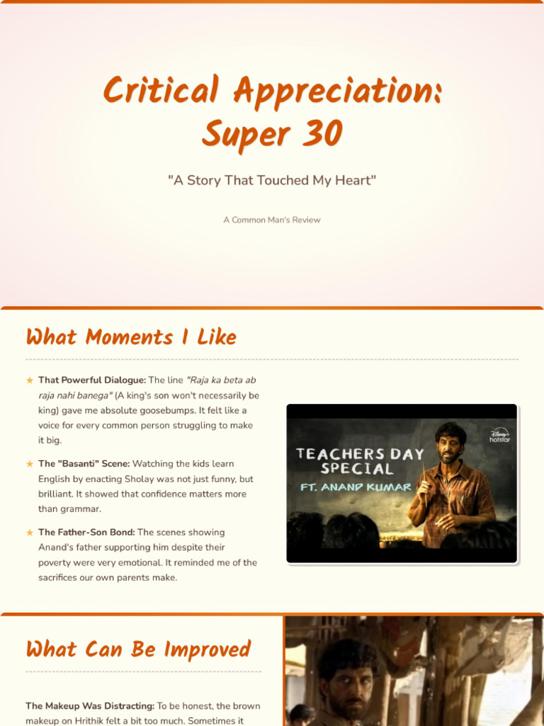 Critical Appreciation - Super 30 (1) | PDF