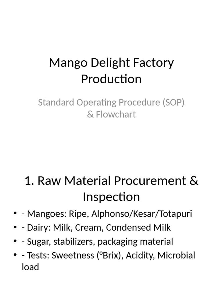 Mango Delight Production SOP & Flowchart | PDF