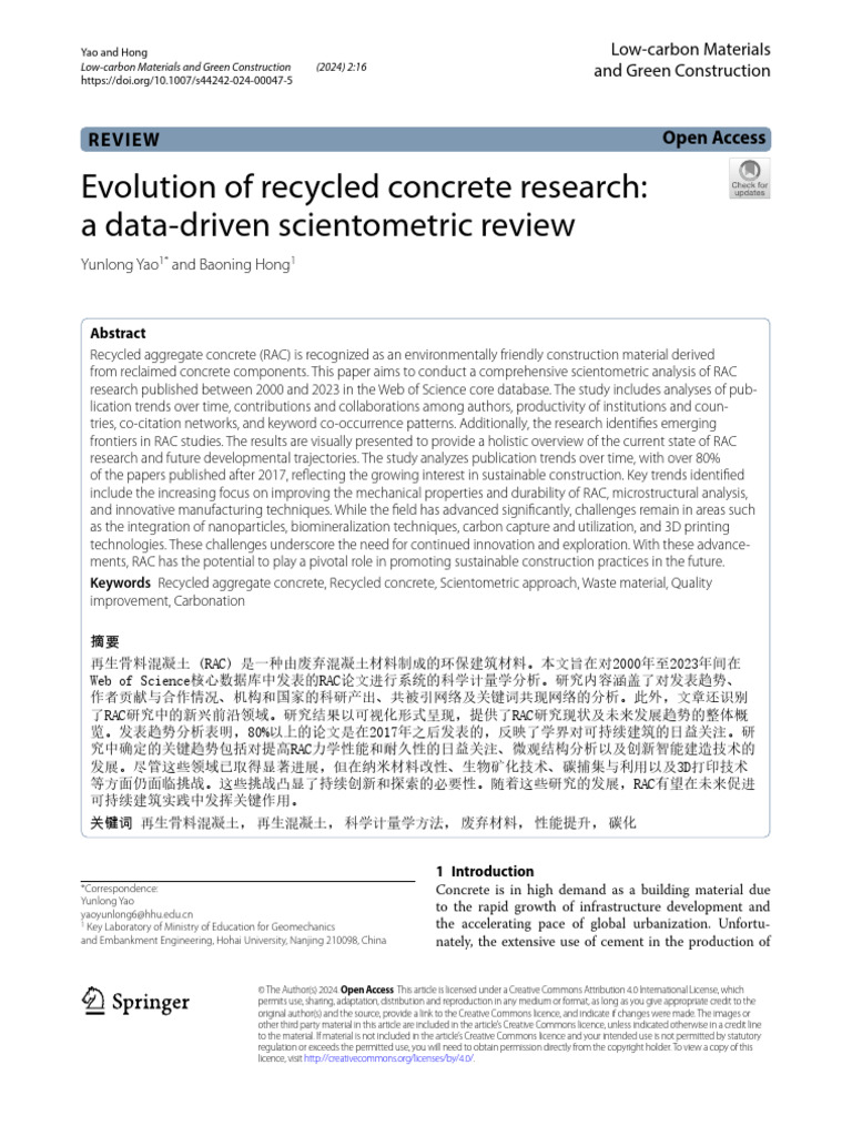 Scientometric Review of Recycled Concrete | PDF | Concrete ...