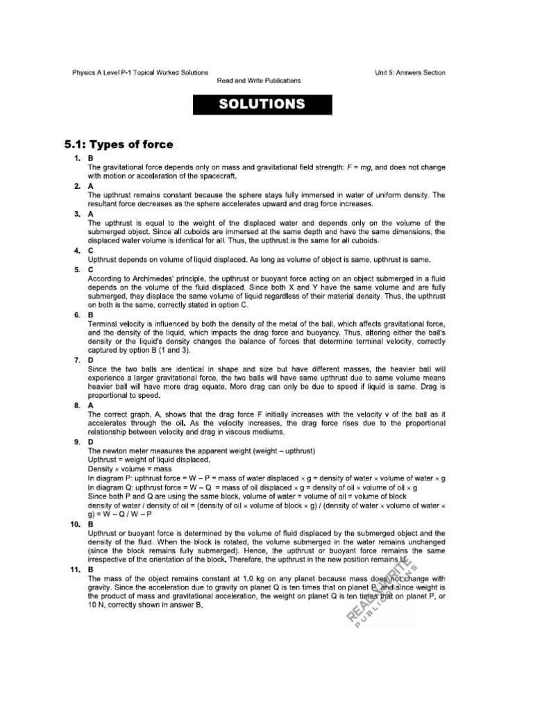 9702 Unit 5 Forces Density And Pressure Solutions Pdf