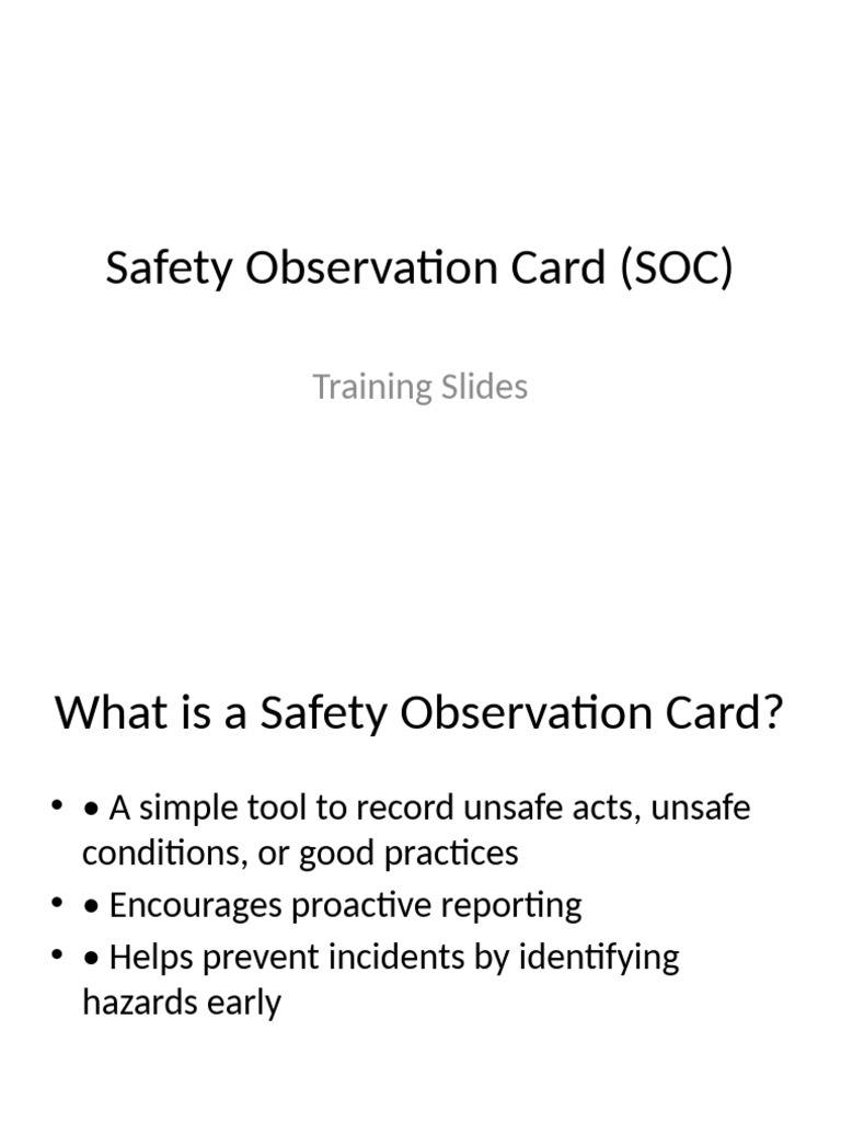 Safety Observation Card Training Guide | PDF