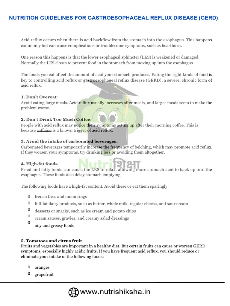 GERD Diet: Foods to Avoid for Relief | PDF | Gastroesophageal Reflux ...