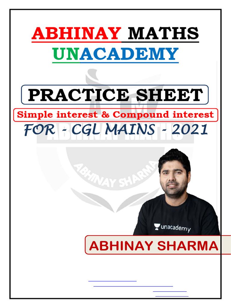 Simpleinterest Compoundinterest Sheet For CGL Mains 2021 | PDF