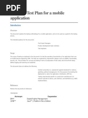 Software Test Plan for a Mobile Application