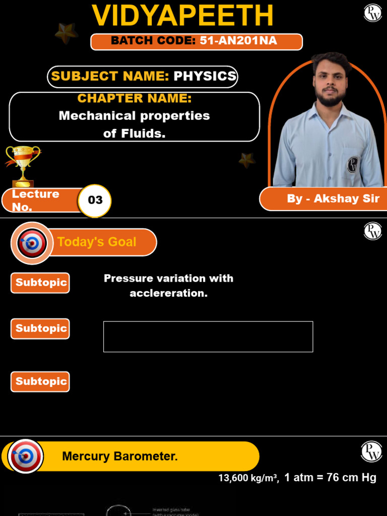 Mechanical Properties of Fluids Lecture | PDF