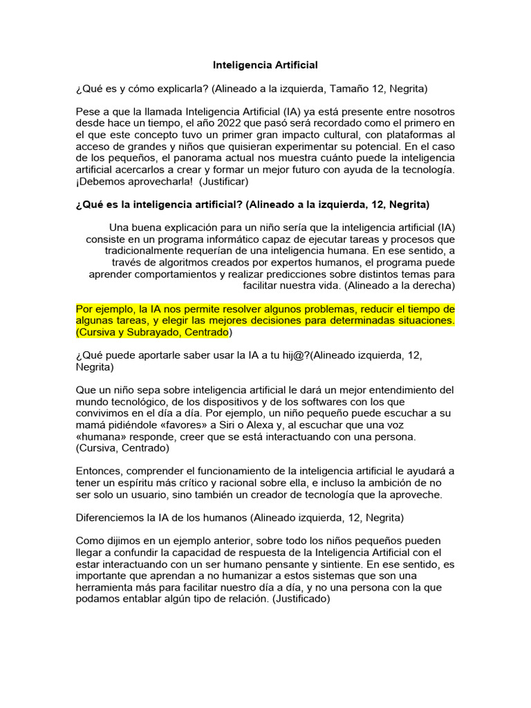 Inteligencia Artificial para Niños Original | PDF | Inteligencia ...