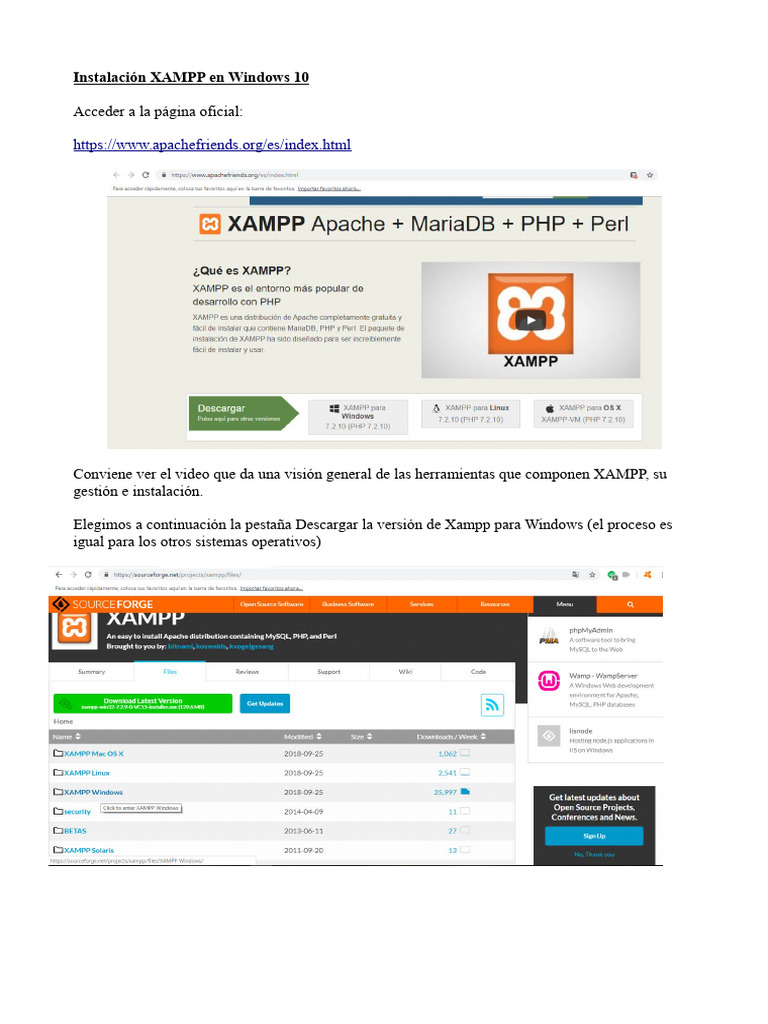 Guía de instalación de XAMPP en Windows 10 | PDF