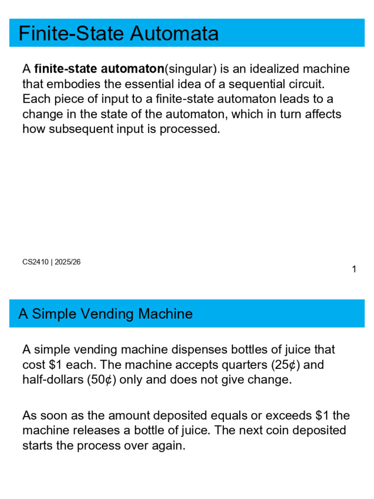 Finite-State Automata and Vending Machines | PDF | Automata Theory ...
