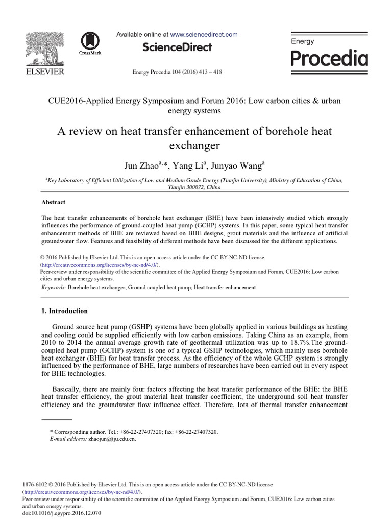 A Review On Heat Transfer Enhancement of Borehole Heat Exchanger ...