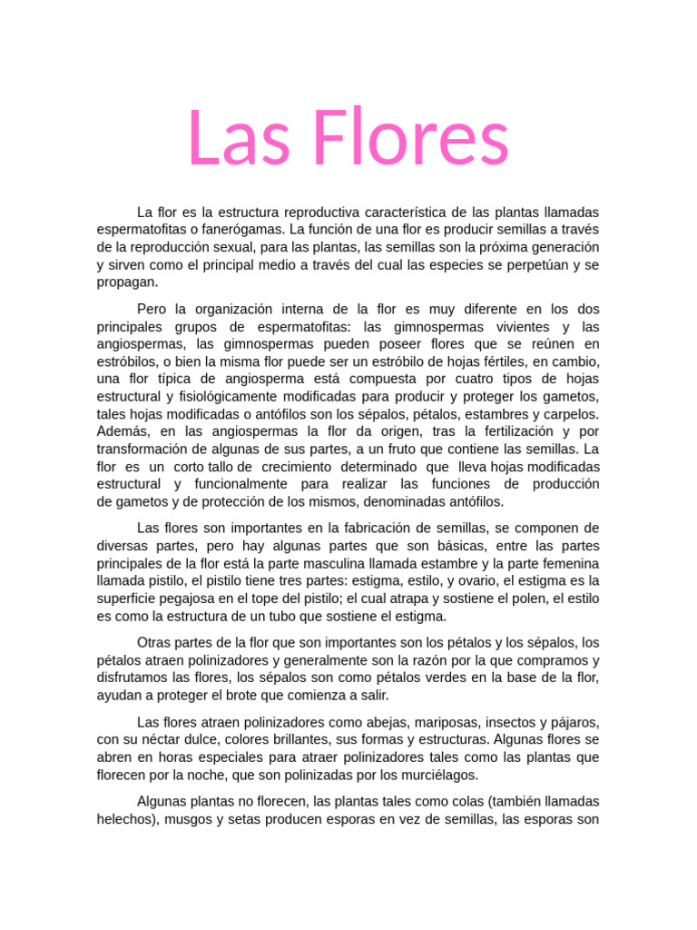 Estructura y Función de las Flores | PDF | Flores | Morfología Vegetal