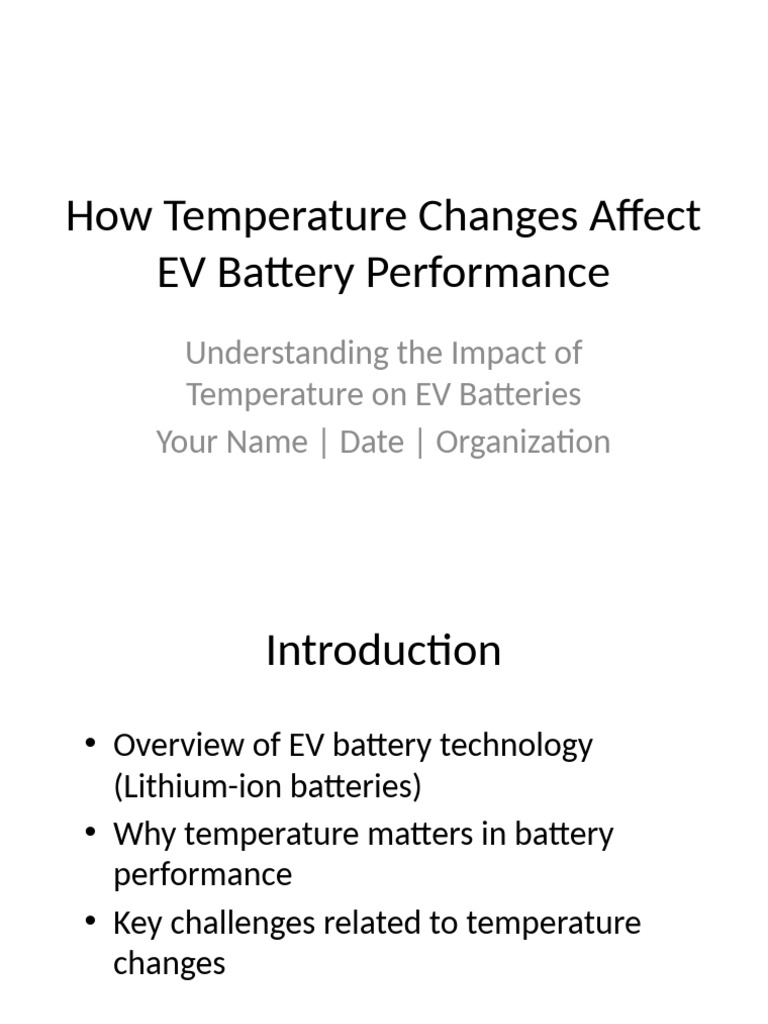 Temperature Impact on EV Battery Performance | PDF
