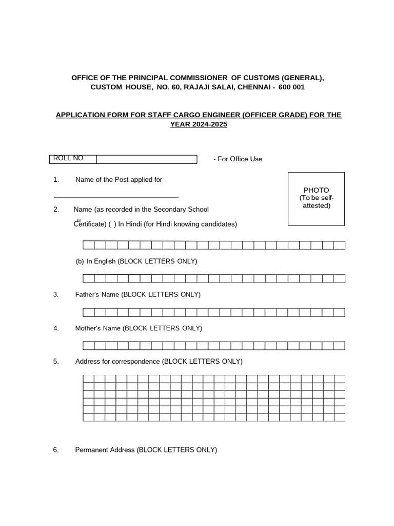 Staff Cargo Engineer Application 2024-2025 | PDF