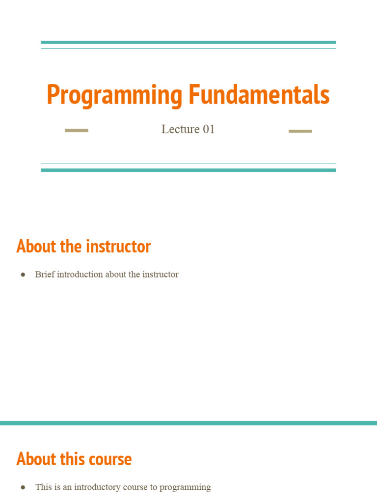 Week01_Lec1,2,3 | PDF | Computer Program | Programming