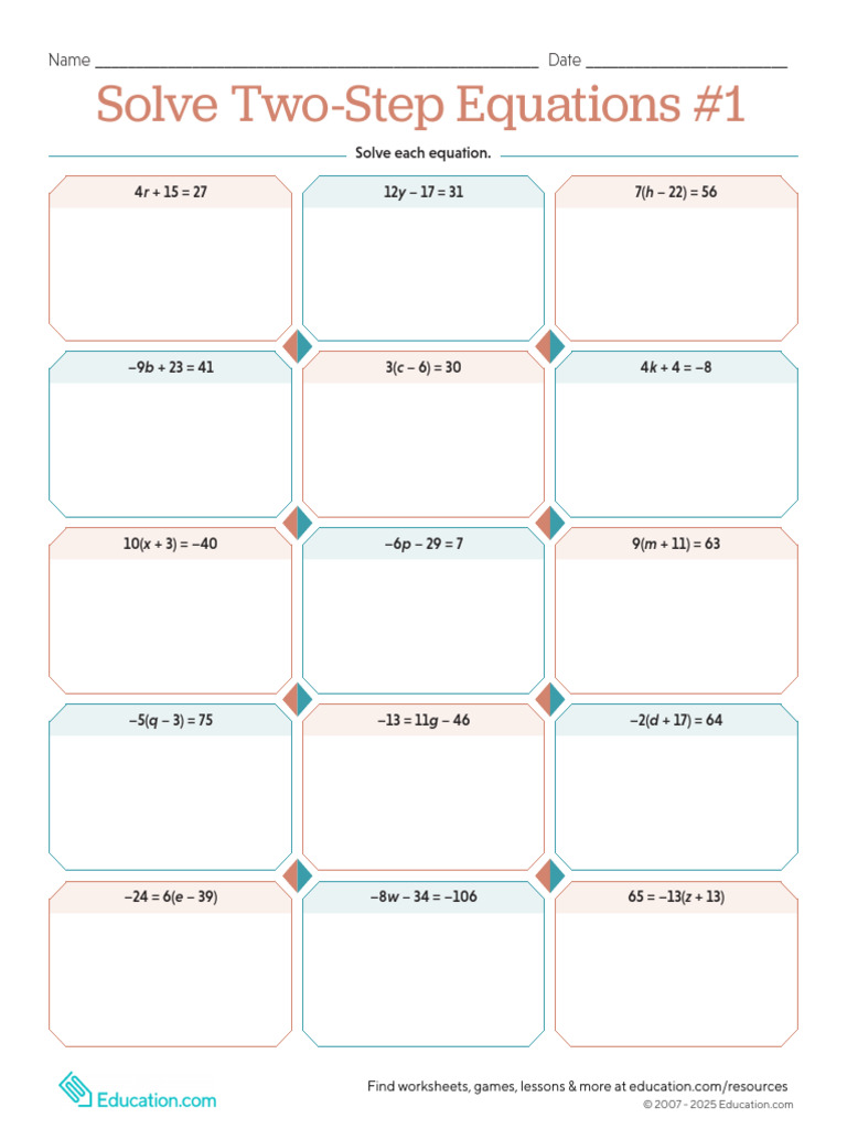 Solve Two Step Equations 1 | PDF