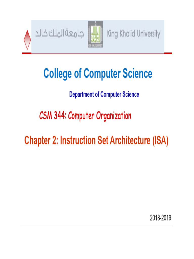 Lecture-2 Instruction Set Architecture Part I Sem2 2019 | PDF ...