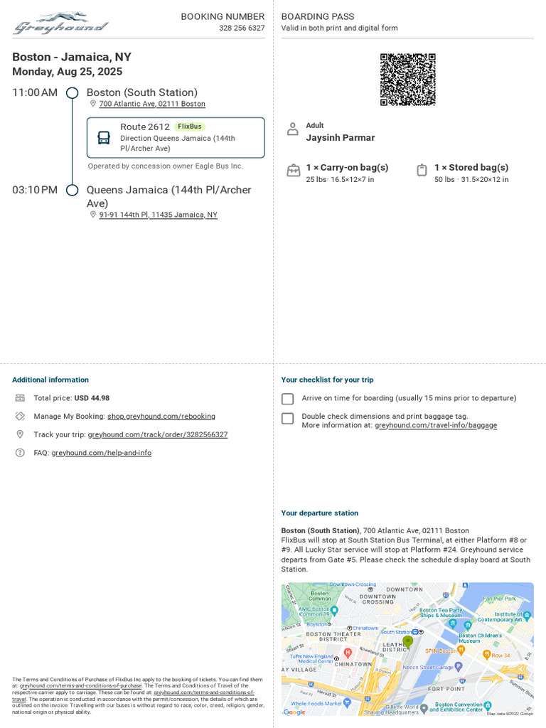 FlixBus Ticket: Boston to Jamaica, NY | PDF | Bus Transport | Transport