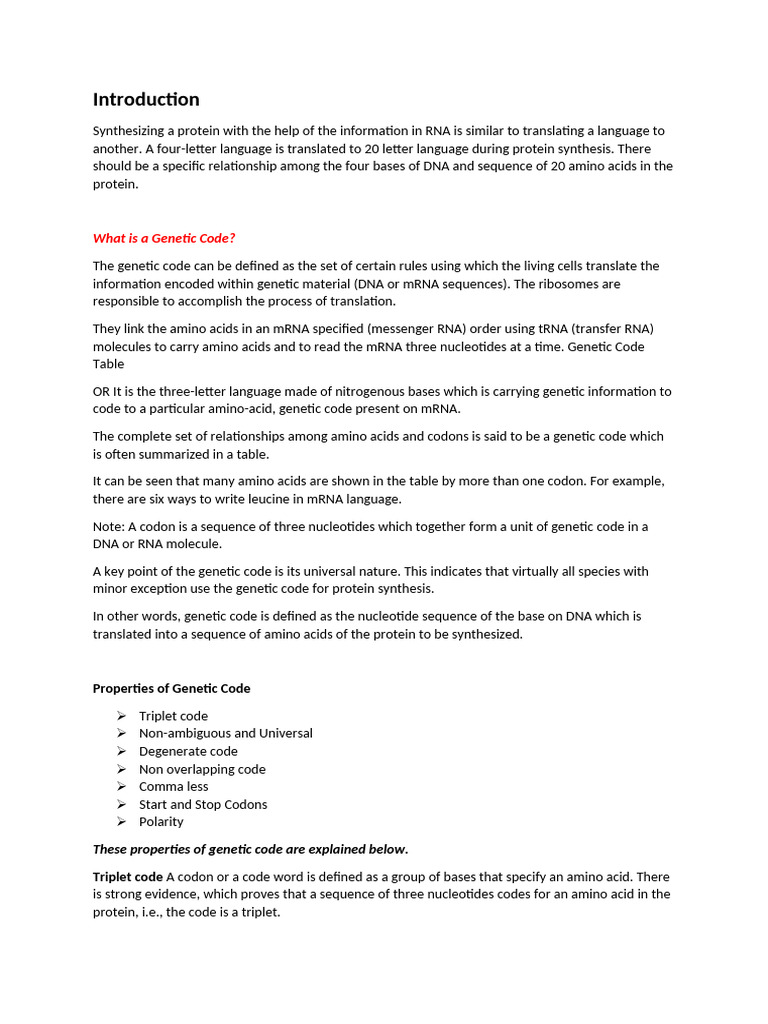 Genetic Code (2) | PDF | Genetic Code | Translation (Biology)