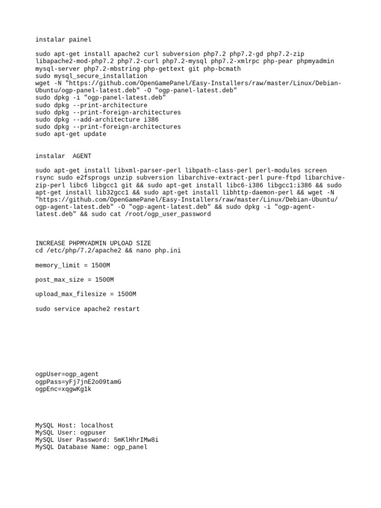 Install OGP Panel on Ubuntu Guide | PDF