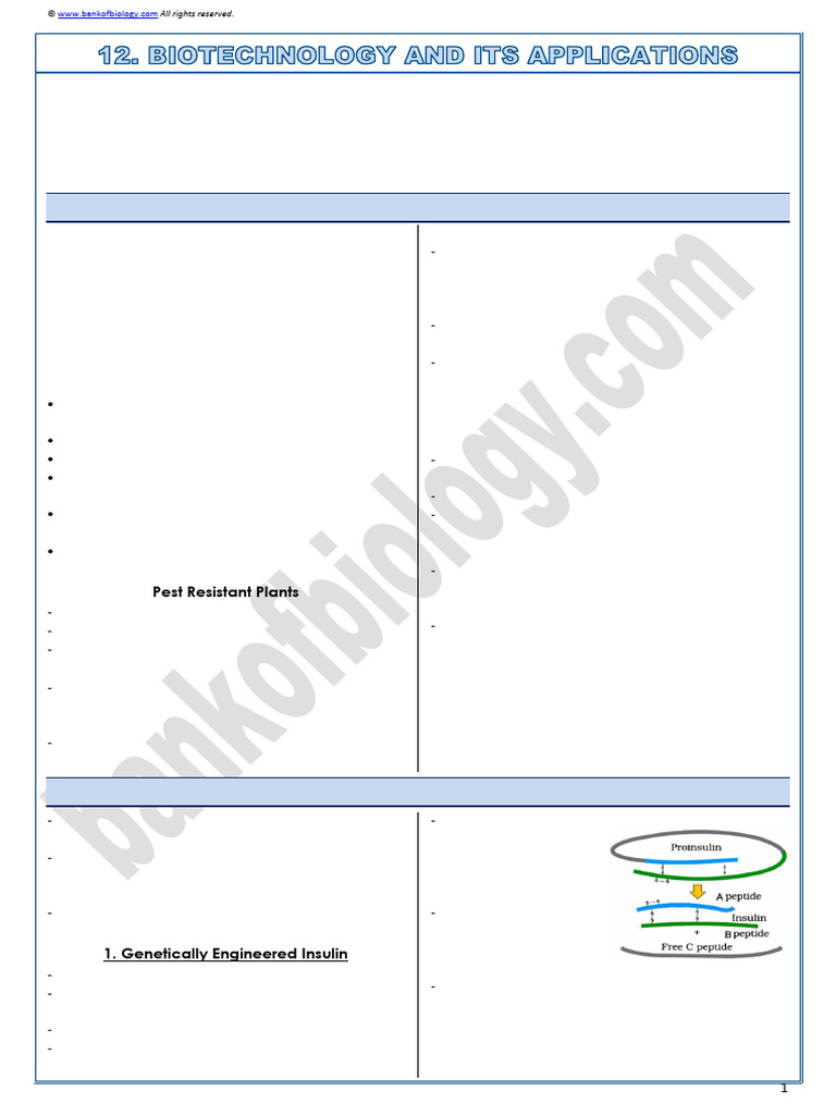 Biotechnology Applications in Agriculture and Medicine | PDF | Rna ...