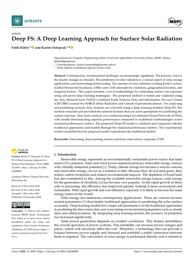 Deep Learning for Solar Radiation Prediction | PDF | Autoregressive ...