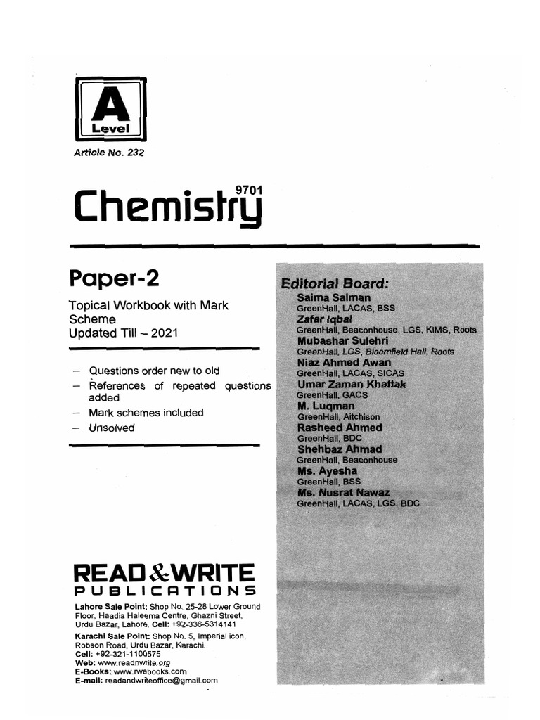 Chemistry Paper 2 Revision Material | PDF
