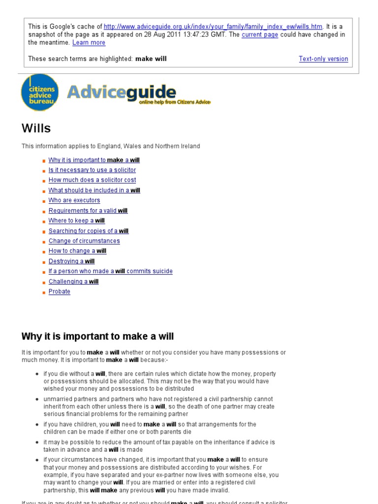 Wills: Why It Is Important To Make A Will | PDF | Will And Testament ...