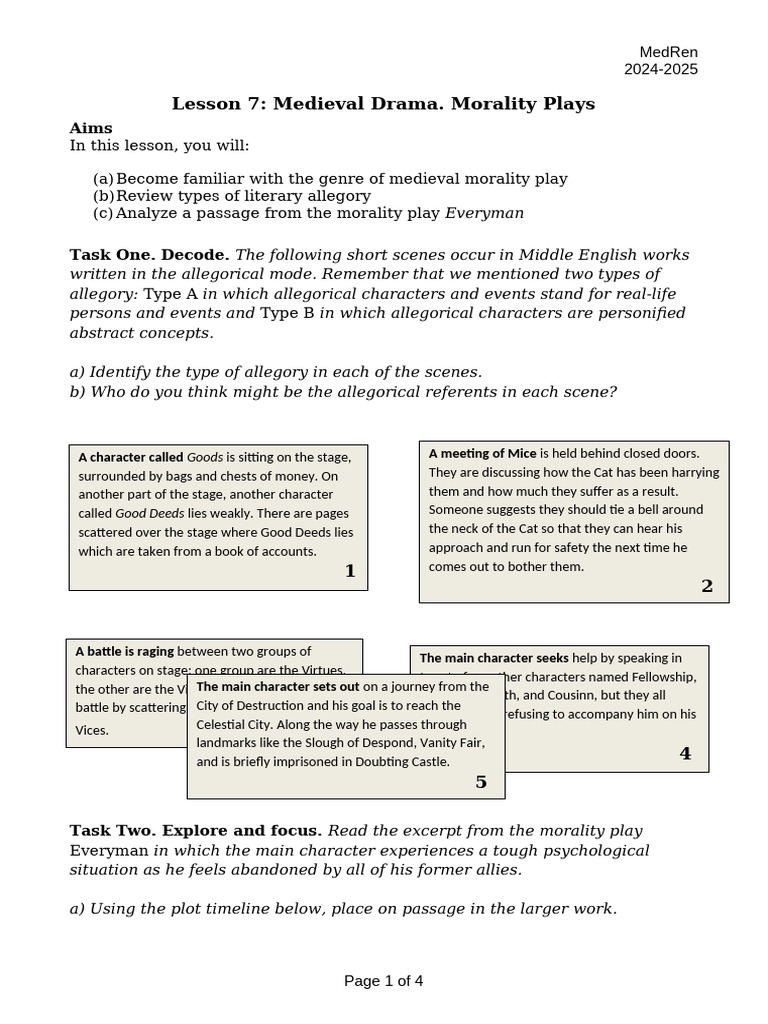 Understanding Medieval Morality Plays | PDF | Allegory
