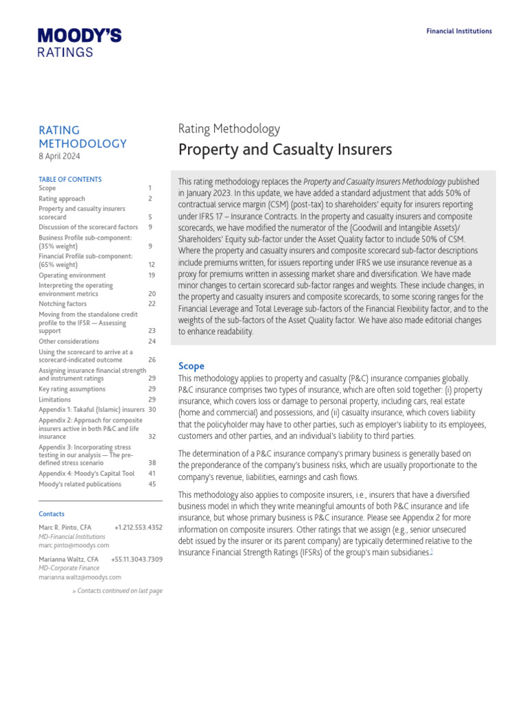 P&C Insurers Rating Methodology Guide | PDF | Insurance | Risk