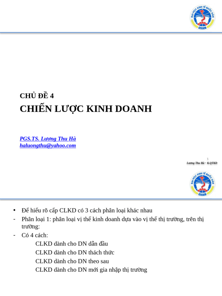 Chu de 4 - Chien Luoc Kinh Doanh | PDF