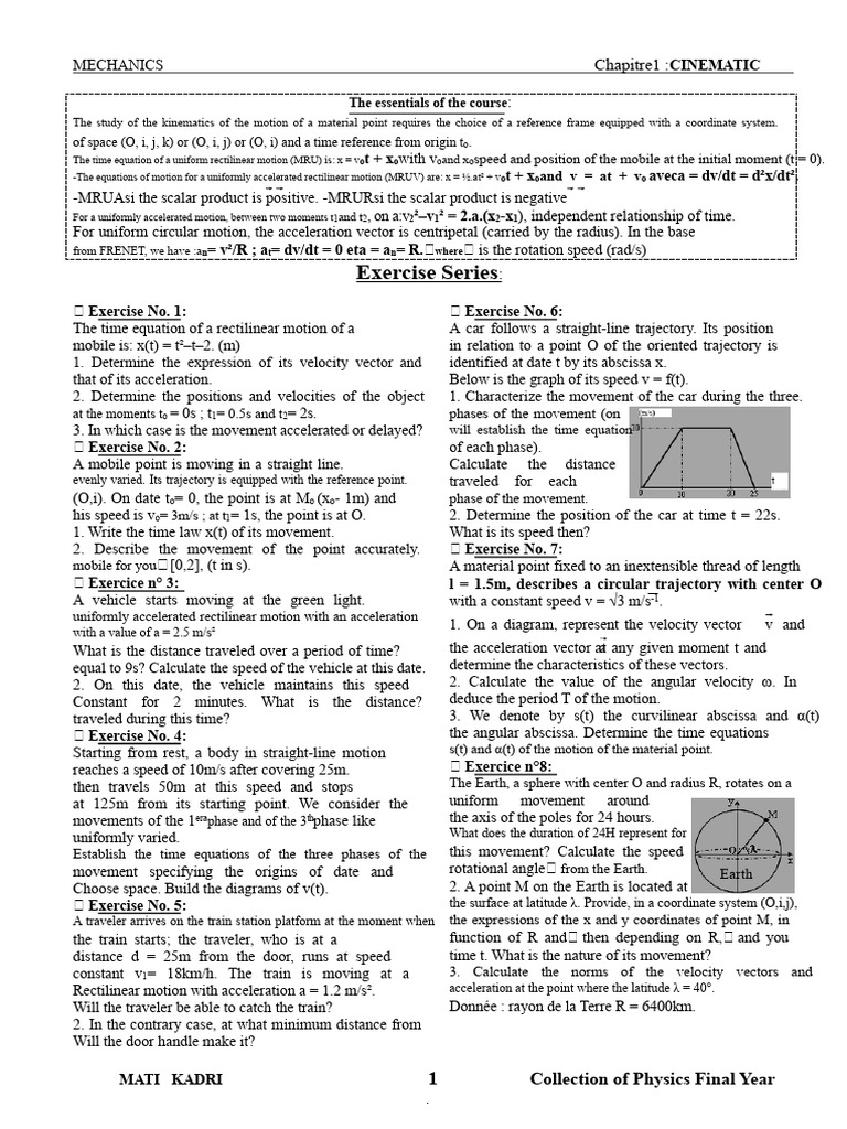 Mechanics: Kinematics and Dynamics Exercises | PDF | Force | Acceleration