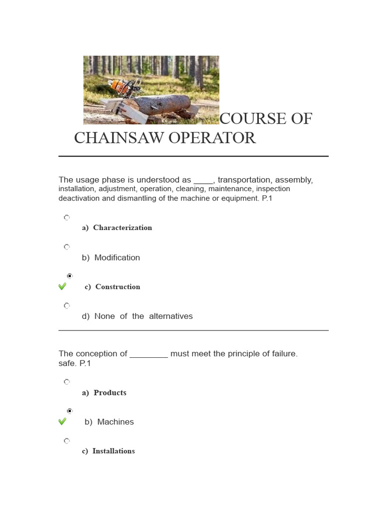 Evaluation of Chainsaw Operator Course | PDF | Electricity | Machines