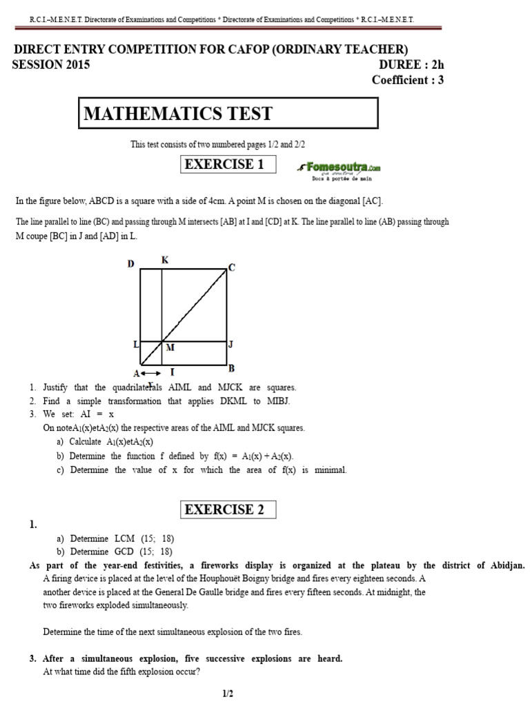 CAFOP Corrected Math Subjects | PDF | Mathematics | Elementary Geometry
