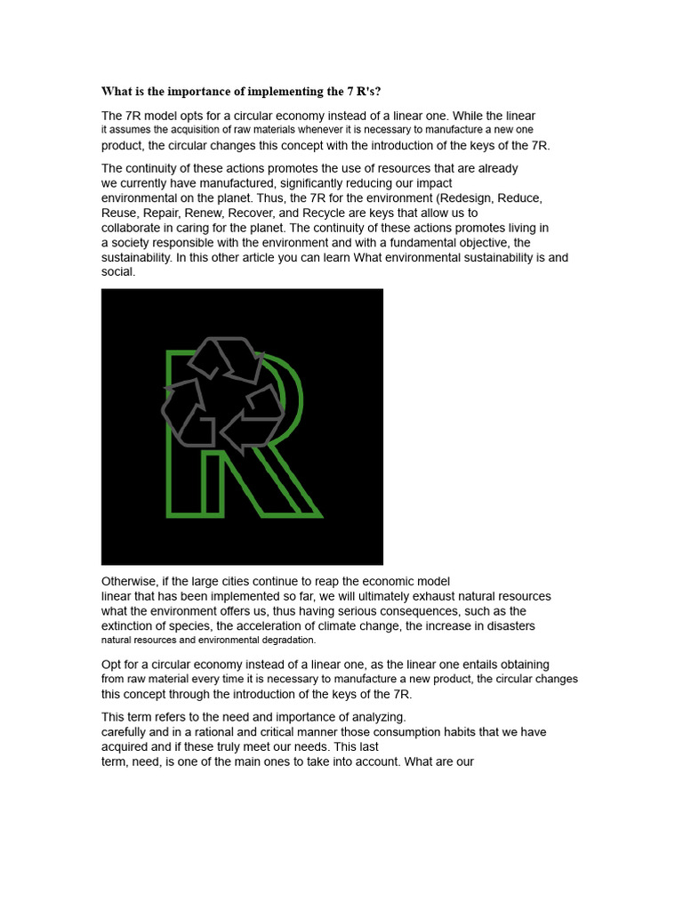 Importance of the 7 R's for Sustainability | PDF | Sustainability ...